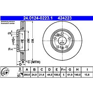 ATE 424223 brake disc 24.0124-0223.1, set of 2, set of 2 - Brake Disc