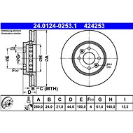 ATE 424253 brake disc 24.0124-0253.1, set of 2, set of 2 - Brake Disc