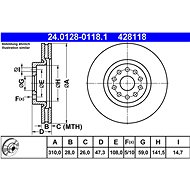 ATE 428118 brake disc 24.0128-0118.1, set of 2, set of 2 - Brake Disc