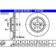 ATE 418129 brake disc 24.0118-0129.1, set of 2, set of 2 - Brake Disc
