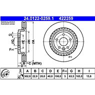 ATE 422259 brake disc 24.0122-0259.1, set of 2, set of 2 - Brake Disc