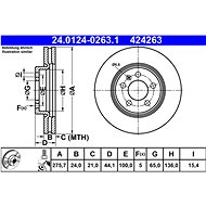ATE 424263 brake disc 24.0124-0263.1, set of 2, set of 2 - Brake Disc
