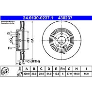 ATE 430237 brake disc 24.0130-0237.1, set of 2, set of 2 - Brake Disc