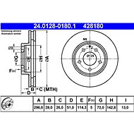 ATE 428180 brake disc 24.0128-0180.1, set of 2, set of 2 - Brake Disc