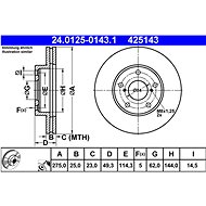 ATE 425143 brake disc 24.0125-0143.1, set of 2, set of 2 - Brake Disc