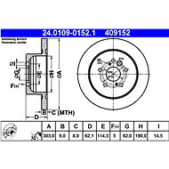 ATE 409152 brake disc 24.0109-0152.1, set of 2, set of 2 - Brake Disc