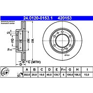 ATE 420153 brake disc 24.0120-0153.1, set of 2, set of 2 - Brake Disc