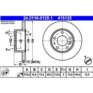 ATE 416128 brake disc 24.0116-0128.1, set of 2, set of 2 - Brake Disc