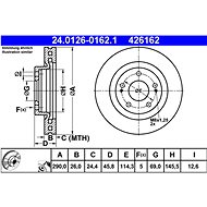 ATE 426162 brake disc 24.0126-0162.1, set of 2, set of 2 - Brake Disc