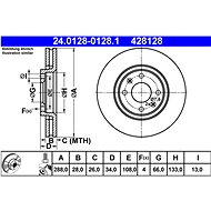 ATE 428128 brake disc 24.0128-0128.1, set of 2, set of 2 - Brake Disc