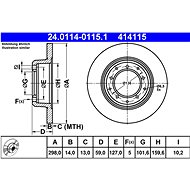 ATE 414115 brake disc 24.0114-0115.1, set of 2, set of 2 - Brake Disc
