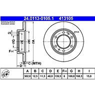 ATE 413105 brake disc 24.0113-0105.1, set of 2, set of 2 - Brake Disc
