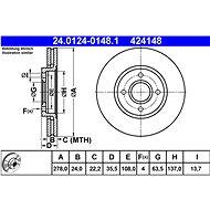 ATE brake disc 24.0124-0148.1, set of 2, set of 2 - Brake Disc