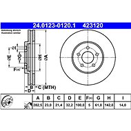 ATE 423120 brake disc 24.0123-0120.1, set of 2, set of 2 - Brake Disc