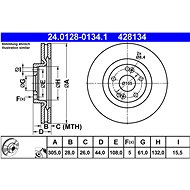 ATE 428134 brake disc 24.0128-0134.1, set of 2, set of 2 - Brake Disc