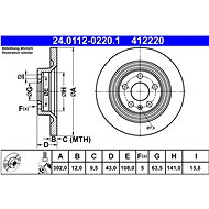 ATE 412220 brake disc 24.0112-0220.1, set of 2, set of 2 - Brake Disc