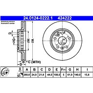 ATE 424222 brake disc 24.0124-0222.1, set of 2, set of 2 - Brake Disc