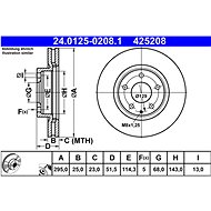 ATE 425208 brake disc 24.0125-0208.1, set of 2, set of 2 - Brake Disc