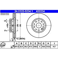 ATE 422234 brake disc 24.0122-0234.1, set of 2, set of 2 - Brake Disc