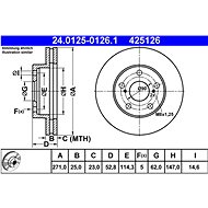 ATE 425126 brake disc 24.0125-0126.1, set of 2, set of 2 - Brake Disc