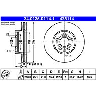 ATE 425114 brake disc 24.0125-0114.1, set of 2, set of 2 - Brake Disc