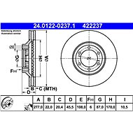ATE 422237 brake disc 24.0122-0237.1, set of 2, set of 2 - Brake Disc