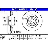 ATE 424196 brake disc 24.0124-0196.1, set of 2, set of 2 - Brake Disc