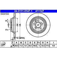 ATE 411147 brake disc 24.0111-0147.1, set of 2, set of 2 - Brake Disc