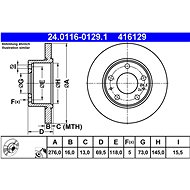 ATE 416129 brake disc 24.0116-0129.1, set of 2, set of 2 - Brake Disc