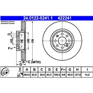 ATE 422241 brake disc 24.0122-0241.1, set of 2, set of 2 - Brake Disc