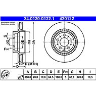 ATE 420122 brake disc 24.0120-0122.1, set of 2, set of 2 - Brake Disc
