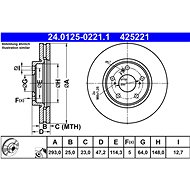 ATE brake disc 24.0125-0221.1, set of 2, set of 2 - Brake Disc