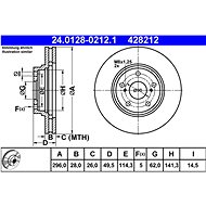 ATE 428212 brake disc 24.0128-0212.1, set of 2, set of 2 - Brake Disc