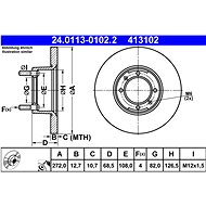 ATE 413102 brake disc 24.0113-0102.2, set of 2, set of 2 - Brake Disc