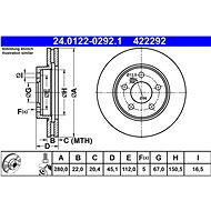 ATE 422292 brake disc 24.0122-0292.1, set of 2, set of 2 - Brake Disc