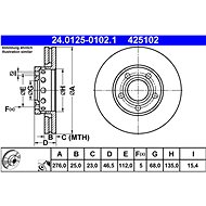 ATE 425102 brake disc 24.0125-0102.1, set of 2, set of 2 - Brake Disc