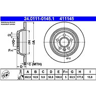 ATE 411145 brake disc 24.0111-0145.1, set of 2, set of 2 - Brake Disc