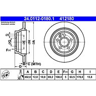 ATE 412180 brake disc 24.0112-0180.1, set of 2, set of 2 - Brake Disc