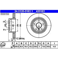ATE 420183 brake disc 24.0120-0183.1, set of 2, set of 2 - Brake Disc