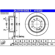 ATE 410352 brake disc 24.0110-0352.1, set of 2, set of 2 - Brake Disc