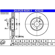 ATE brake disc 24.0125-0220.1, set of 2, set of 2 - Brake Disc