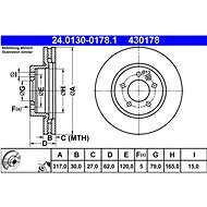 ATE 430178 brake disc 24.0130-0178.1, set of 2, set of 2 - Brake Disc