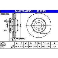 ATE 422293 brake disc 24.0122-0293.1, set of 2, set of 2 - Brake Disc