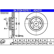 ATE 424215 brake disc 24.0124-0215.1, set of 2, set of 2 - Brake Disc