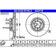 ATE 422119 brake disc 24.0122-0119.2, set of 2, set of 2 - Brake Disc