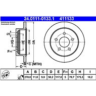 ATE 411133 brake disc 24.0111-0133.1, set of 2, set of 2 - Brake Disc