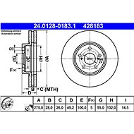 ATE 428183 brake disc 24.0128-0183.1, set of 2, set of 2 - Brake Disc