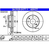 ATE 425177 brake disc 24.0125-0177.1, set of 2, set of 2 - Brake Disc