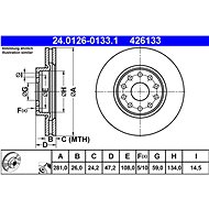 ATE 426133 brake disc 24.0126-0133.1, set of 2, set of 2 - Brake Disc