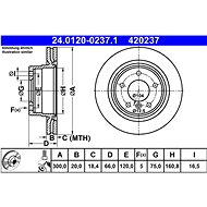 ATE 420237 brake disc 24.0120-0237.1, set of 2, set of 2 - Brake Disc